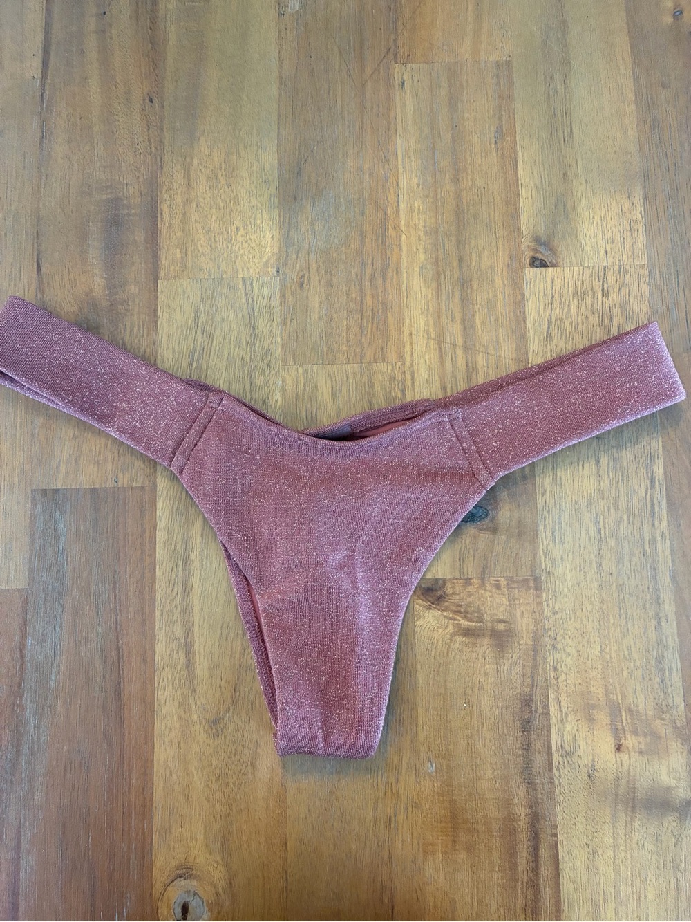 Montce Rose-Mauve High-Cut Shimmer Bikini Bottom